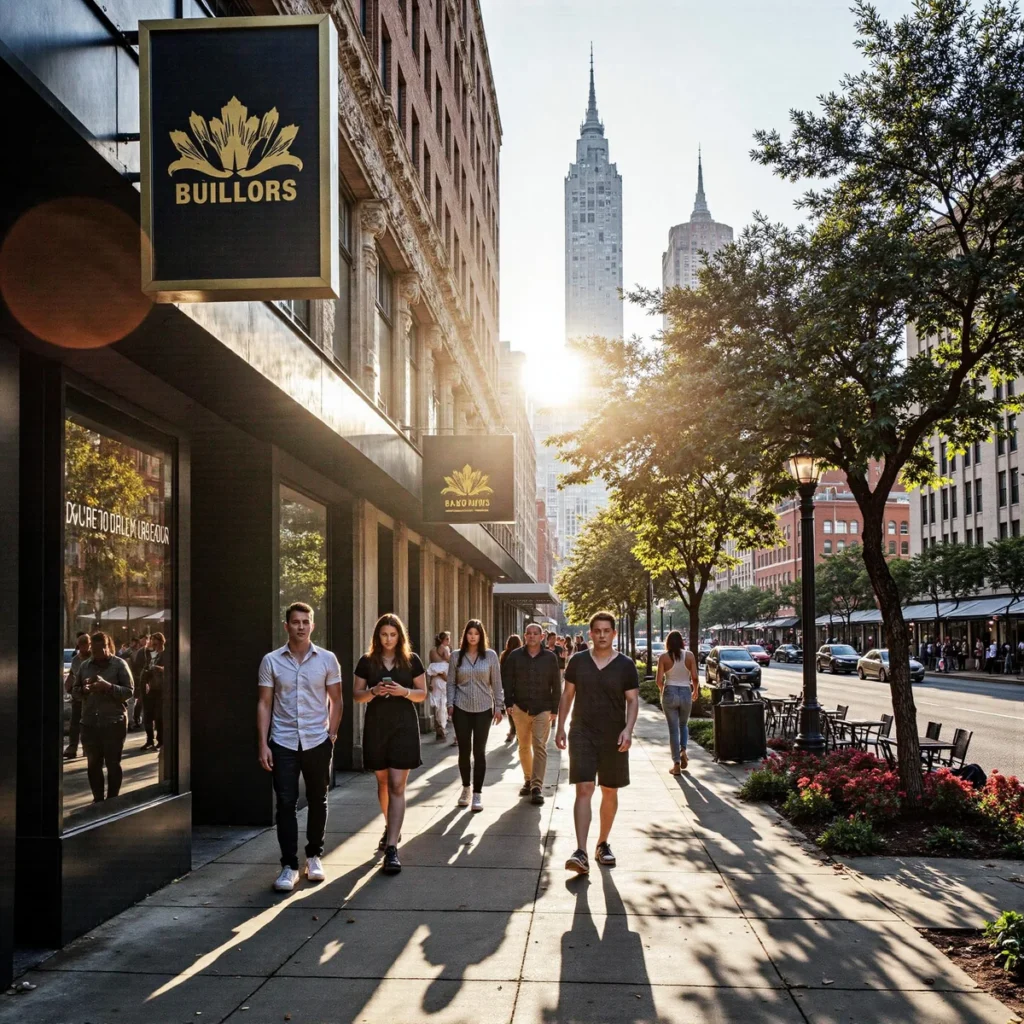 Dallas, Texas storefront with modern signage, exemplifying how Dallas franchise groups achieve proven local visibility, amids