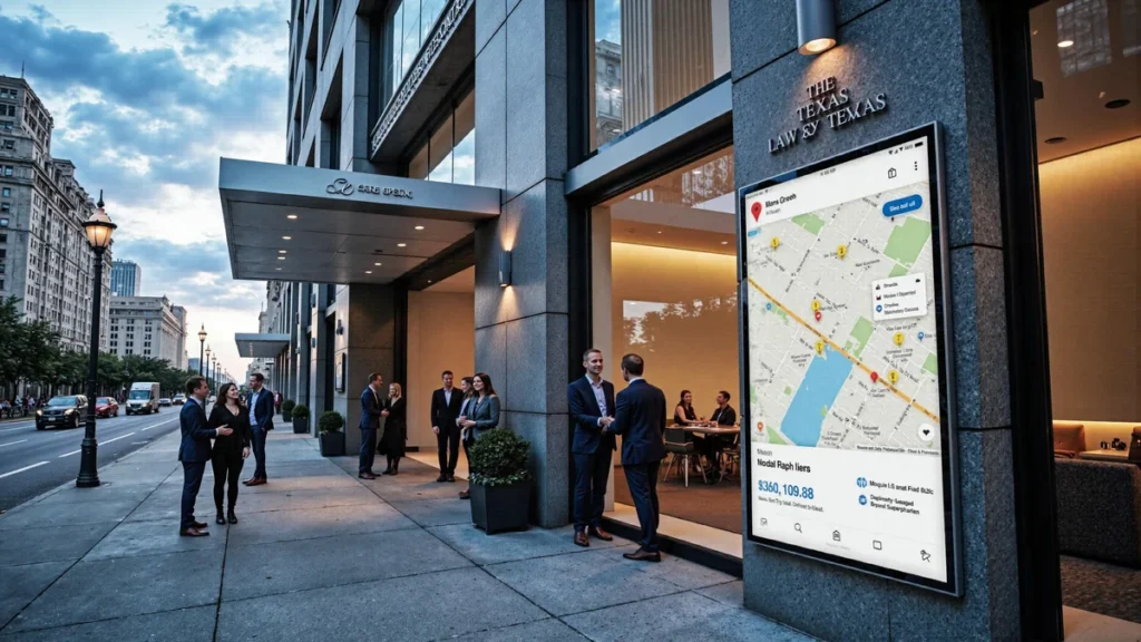 A Dallas, Texas law firm exterior with modern signage, showcasing strong curb appeal, relevant to the topic of How Your Law F