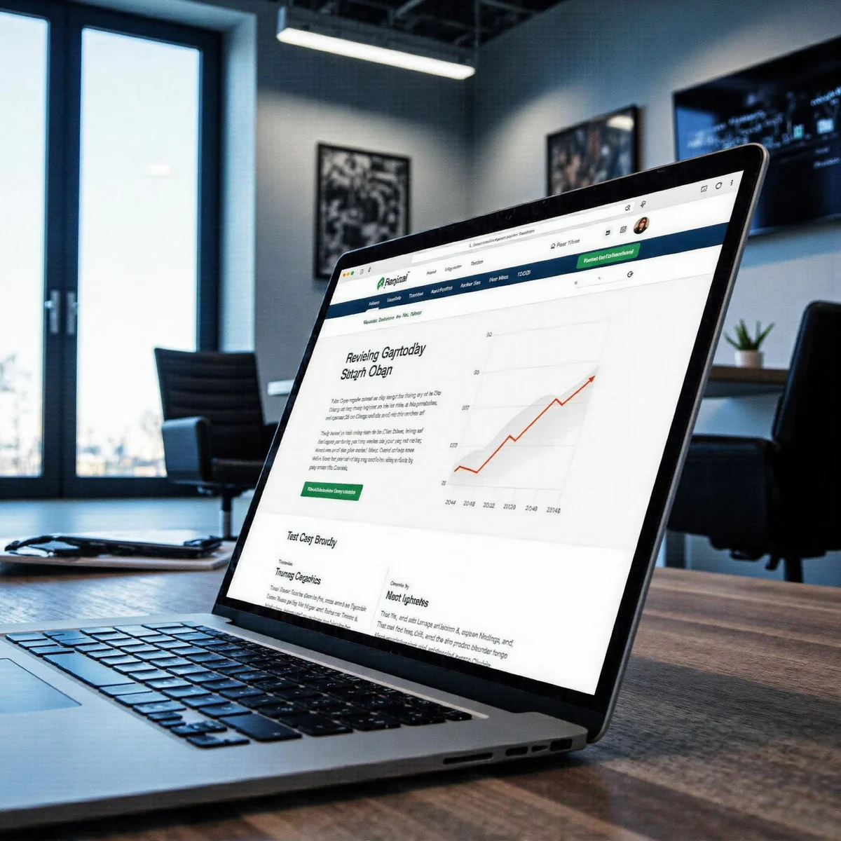 Modern law firm office in Dallas, Texas, with premium monitors displaying analytics dashboards, including How Your Law Firm G