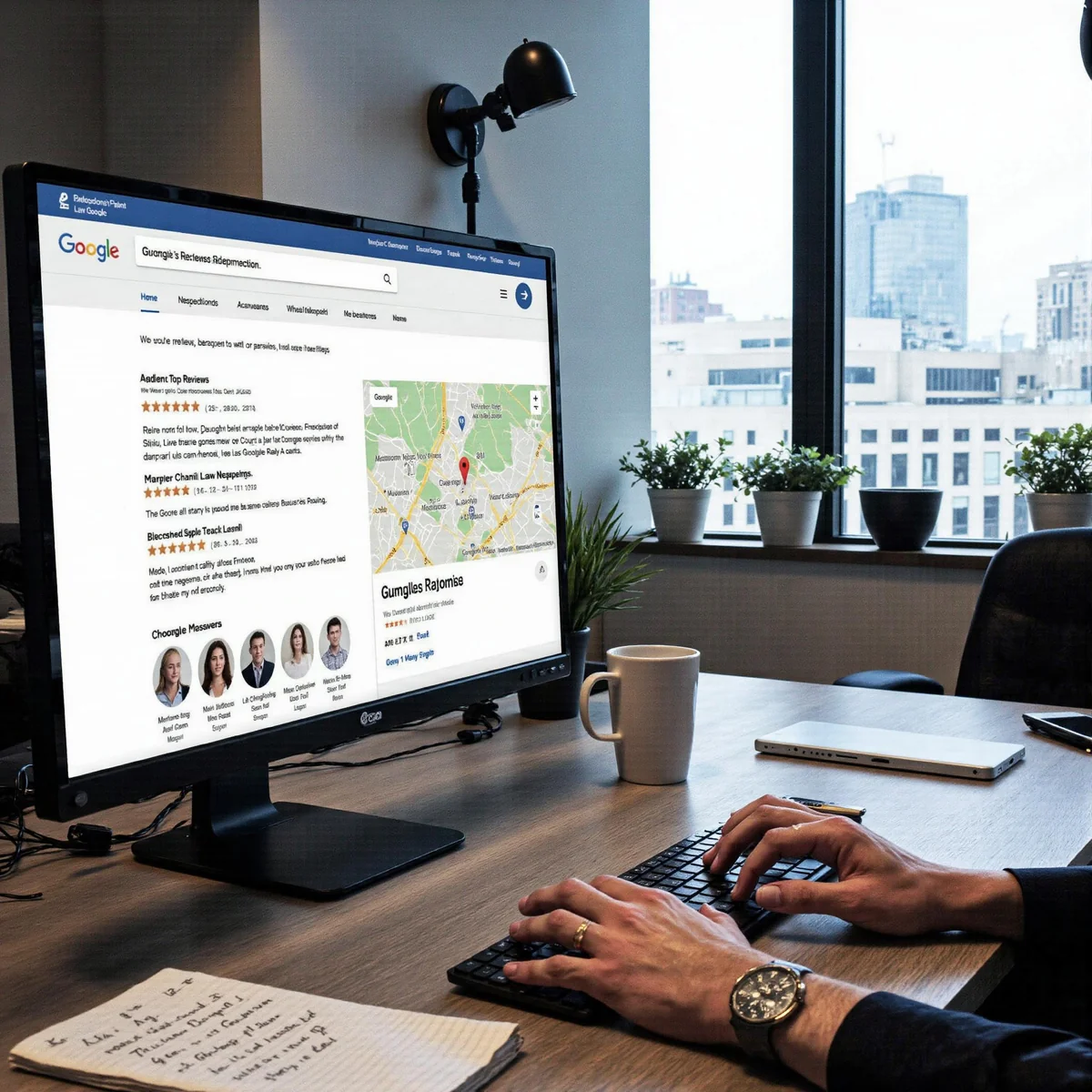 Law firm reputation management detail in Dallas, Texas, showcasing How Your Law Firm Gets Proven Review Growth on a premium m