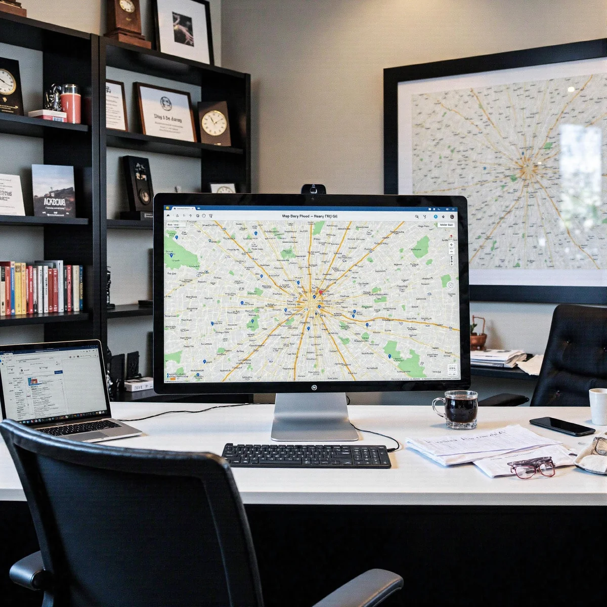 Modern Dallas, Texas real estate workspace with focus on How Your Realtor Gets Proven Maps Visibility, using tools like Signa